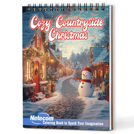 Netecom Cozy Countryside Christmas Coloring Book For Adults