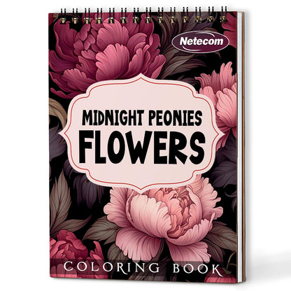 Netecom Midnight Peonies Flowers Coloring Book For Adults