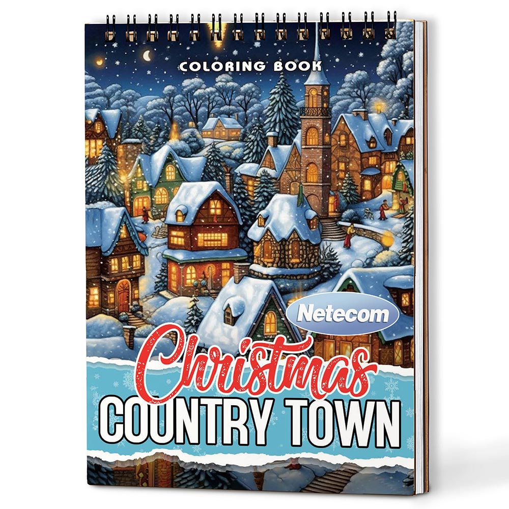 Netecom Christmas Country Town Coloring Book For Adults