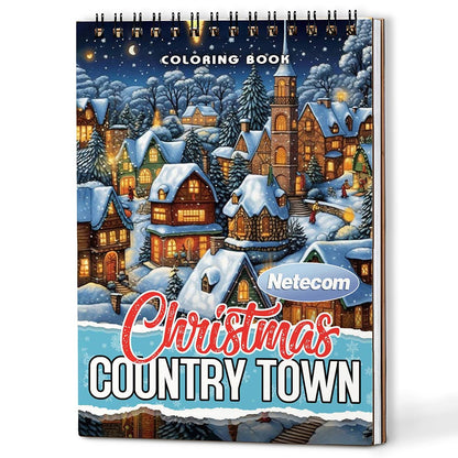 Netecom Christmas Country Town Coloring Book For Adults