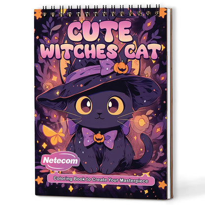 Netecom Cute Kawaii Cat Witches Coloring Book For Adults