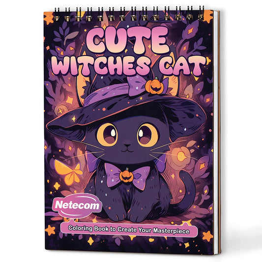 Netecom Cute Kawaii Cat Witches Coloring Book For Adults