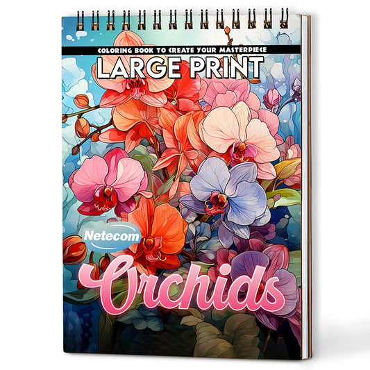 Netecom Large Print Orchids Coloring Book For Adults