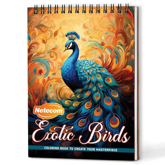 Netecom Exotic Birds Coloring Book For Adults