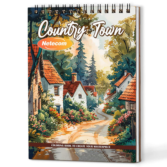 Country Town Coloring Book For Adults