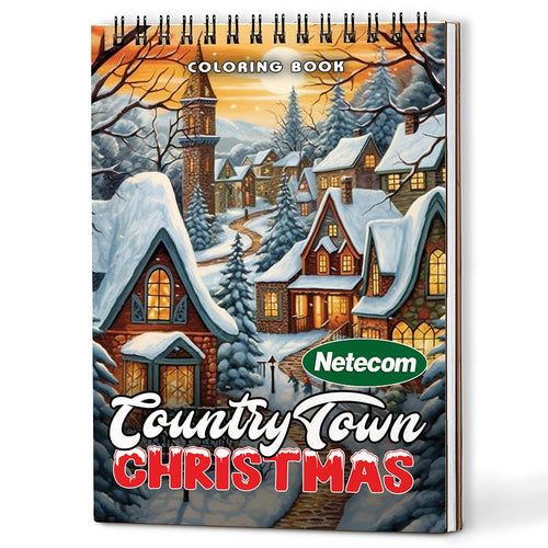 Christmas Country Town Coloring Book For Adults