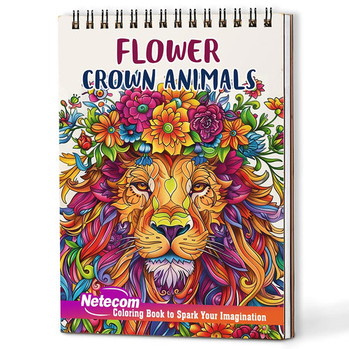 Netecom Flower Crown Animals Coloring Book For Adults