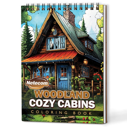Netecom Woodland Cozy Cabins Coloring Book For Adults