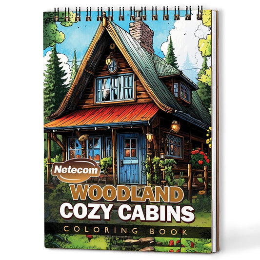 Netecom Woodland Cozy Cabins Coloring Book For Adults