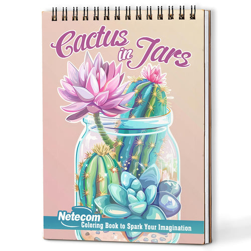 Netecom Cactus in Jars Coloring Book For Adults