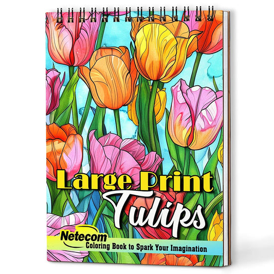 Netecom Large Print Tulips Coloring Book For Adults