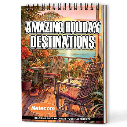 Amazing Holiday Destinations Coloring Book For Adults