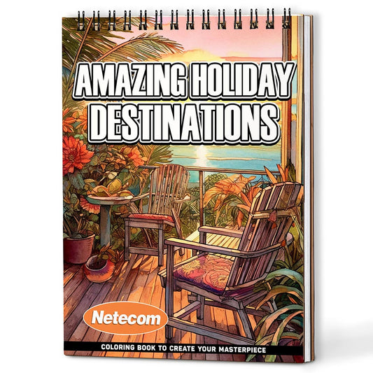 Amazing Holiday Destinations Coloring Book For Adults