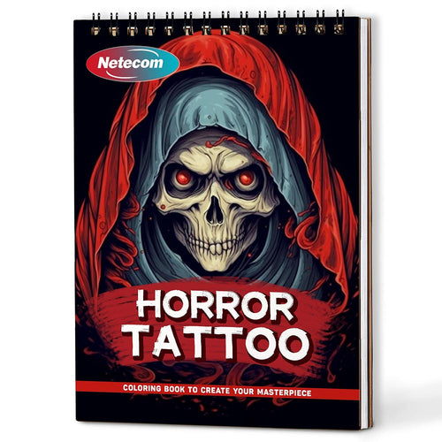 Netecom Horror Tattoo Coloring Book For Adults