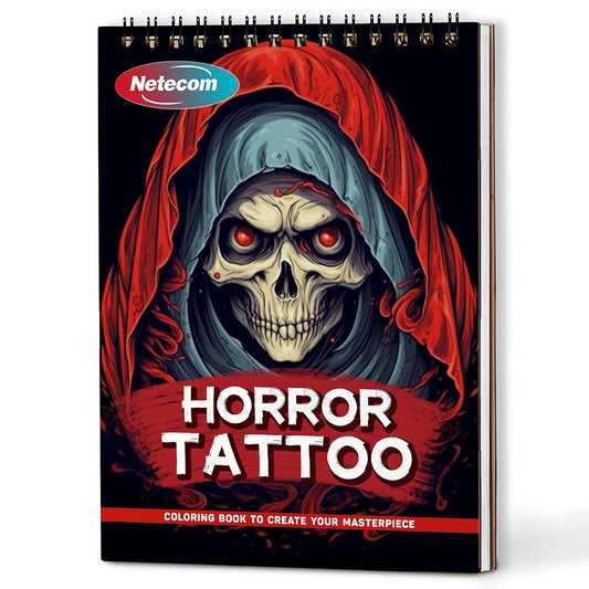 Netecom Horror Tattoo Coloring Book For Adults