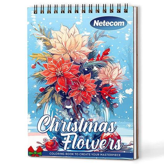 Netecom Christmas Flowers Coloring Book For Adults