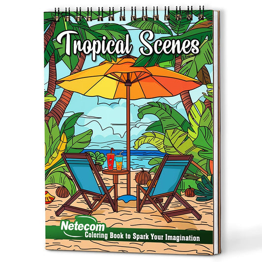 Netecom Tropical Scenes Coloring Book For Adults