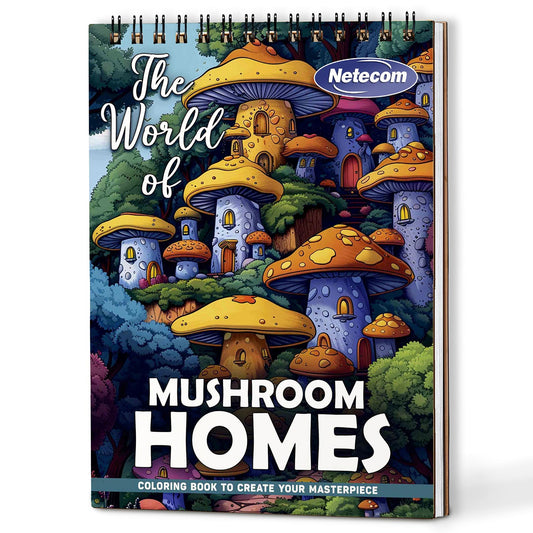 Netecom The World of Mushroom Homes Coloring Book For Adults
