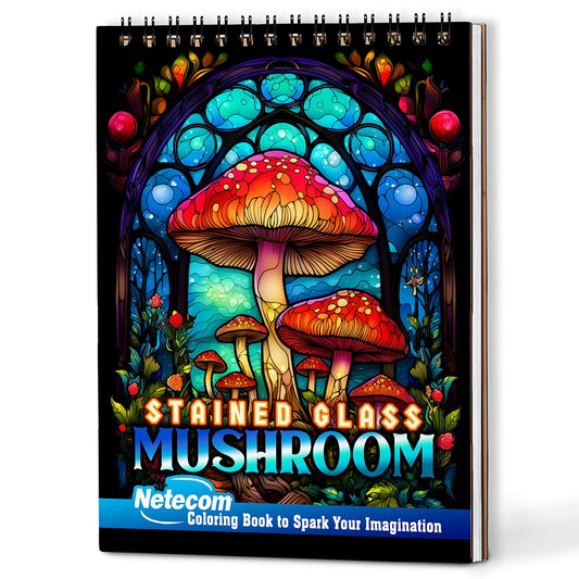 Netecom Stained Glass Mushroom Coloring Book For Adults