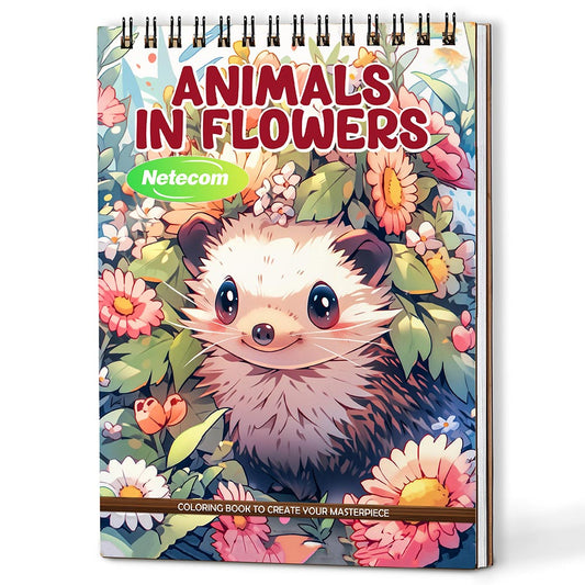 Animals in Flowers Coloring Book For Adults