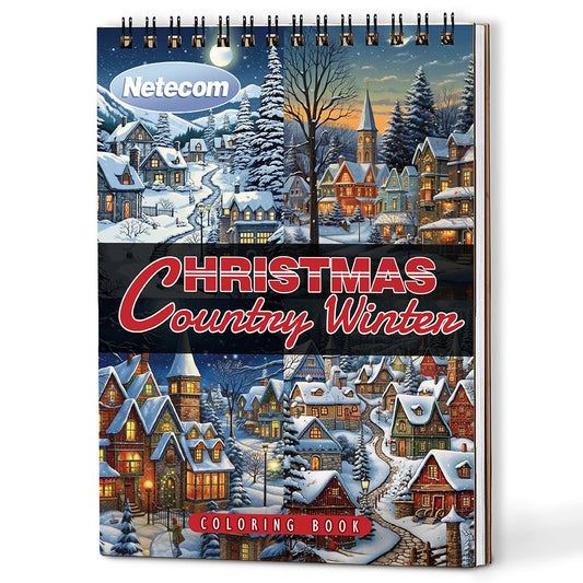 Netecom Christmas Country Winter Coloring Book For Adults