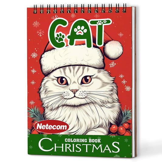 Netecom Christmas Cat Coloring Book For Adults