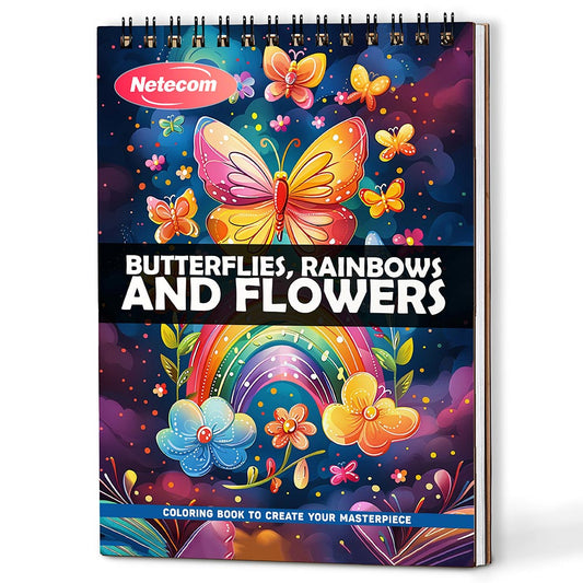 Butterflies, Rainbows and Flowers Coloring Book For Adults