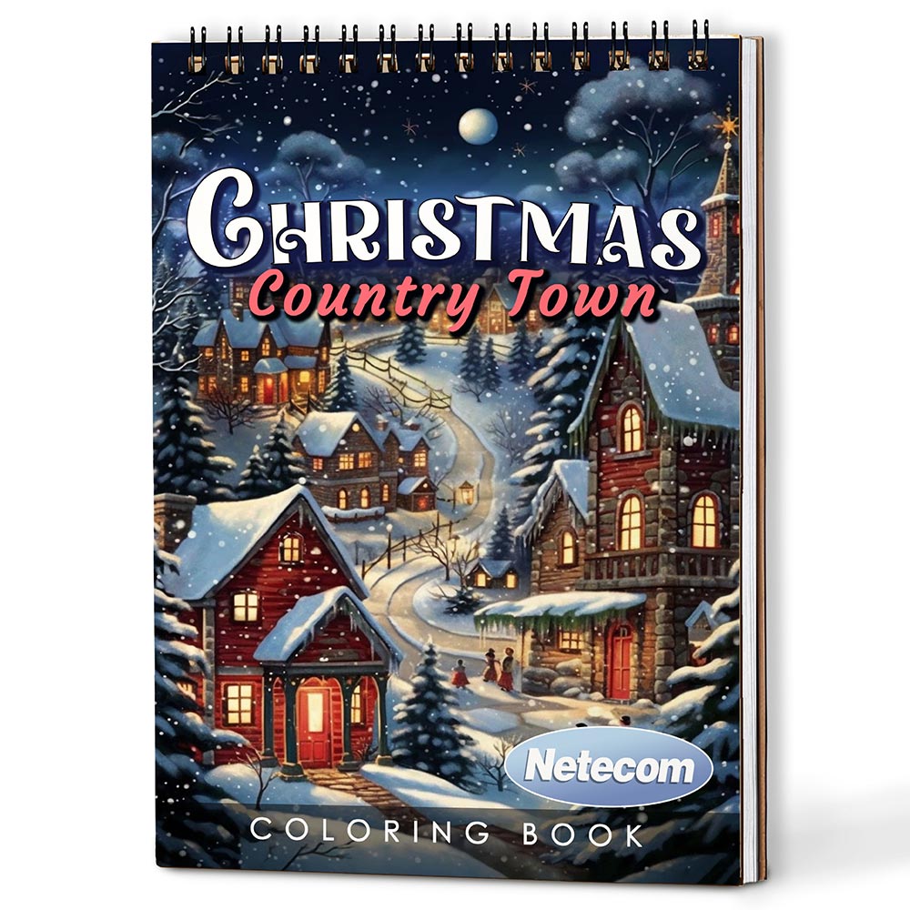 Netecom Christmas Country Town Coloring Book For Adults