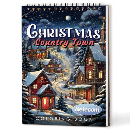 Netecom Christmas Country Town Coloring Book For Adults