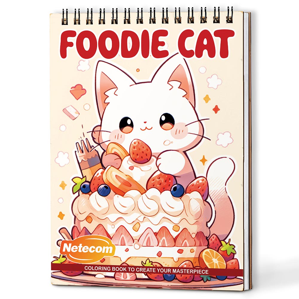 Netecom Foodie Cat Coloring Book For Adults
