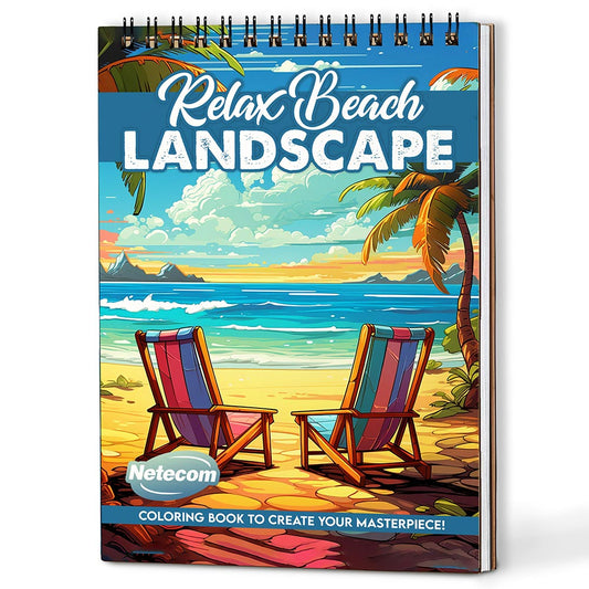 Netecom Relax Beach Landscape Coloring Book For Adults