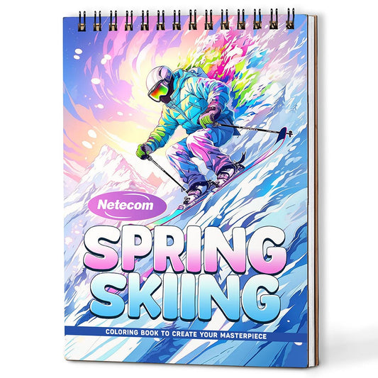 Spring Skiing Coloring Book For Adults