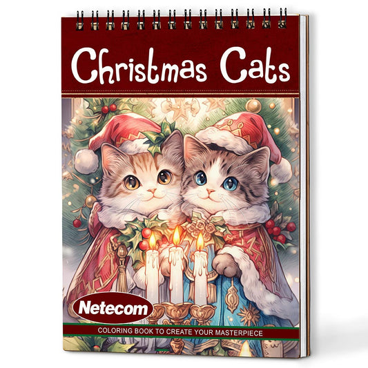 Netecom Christmas Cats Coloring Book For Adults