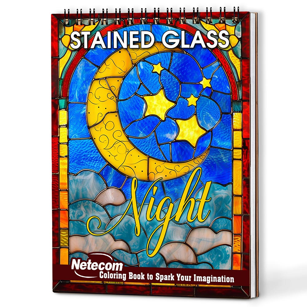 Netecom Stained Glass Night Coloring Book For Adults
