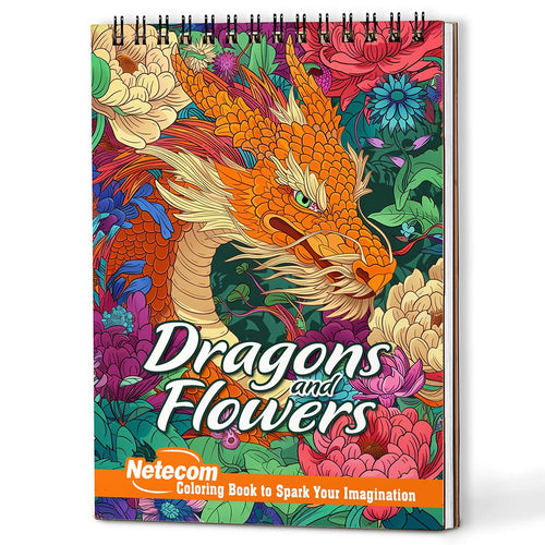 Netecom Dragons and Flowers Coloring Book For Adults