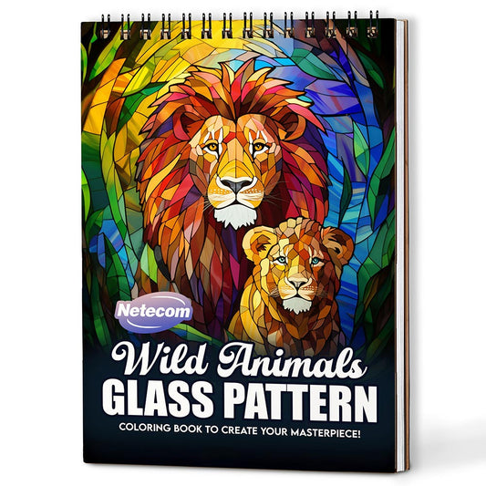 Netecom Wild Animals Stained Glass Coloring Book For Adults