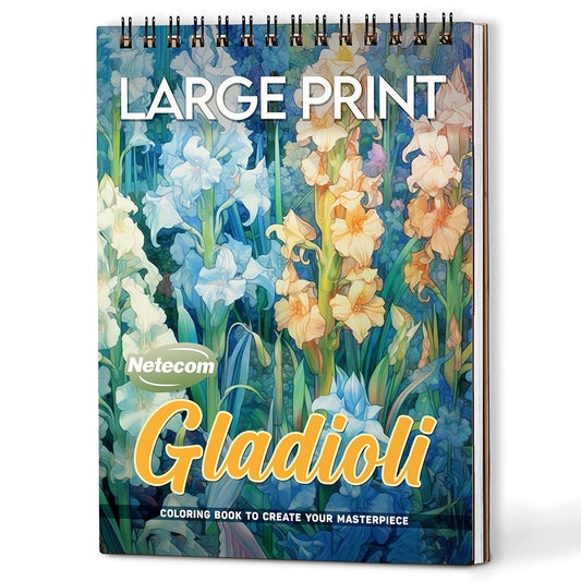 Netecom Large Print Gladioli Coloring Book For Adults