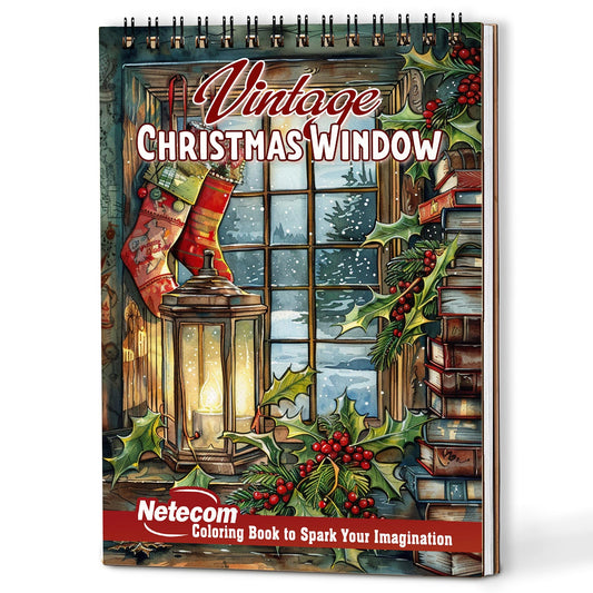 Netecom Vintage Christmas Window Coloring Book For Adults