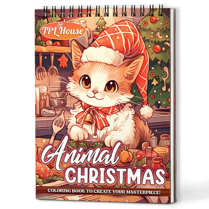 Animals Christmas Coloring Book For Adults