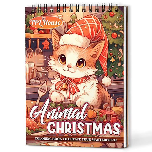 Animals Christmas Coloring Book For Adults