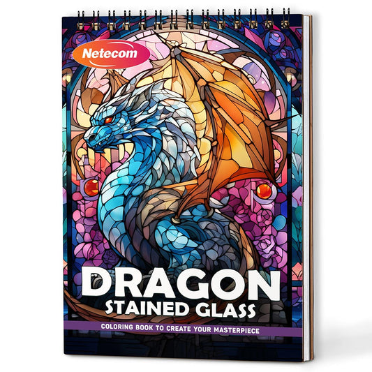 Netecom Dragon Stained Glass Coloring Book For Adults