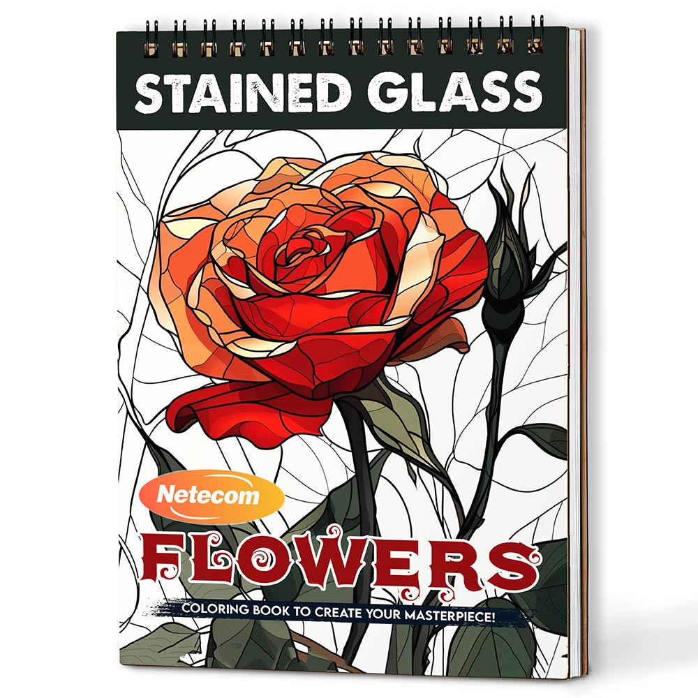 Stained Glass Flowers Coloring Book For Adults