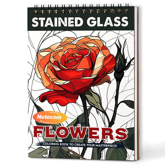 Stained Glass Flowers Coloring Book For Adults
