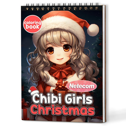 Chibi Girls Christmas Coloring Book For Adults