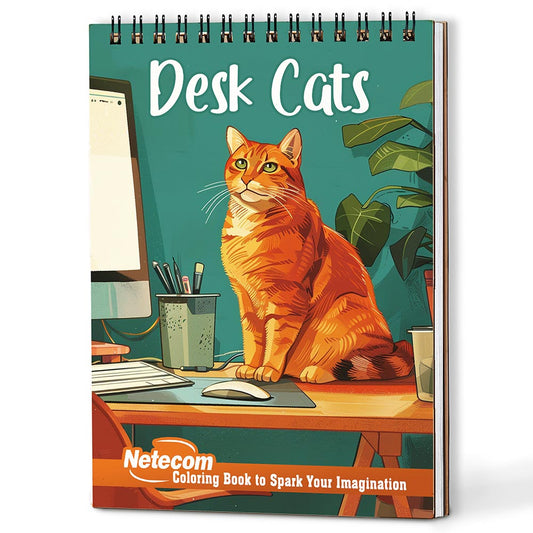 Netecom Desk Cats Coloring Book For Adults