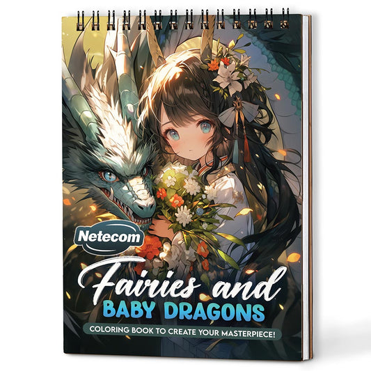Netecom Fairies and Baby Dragons Coloring Book For Adults