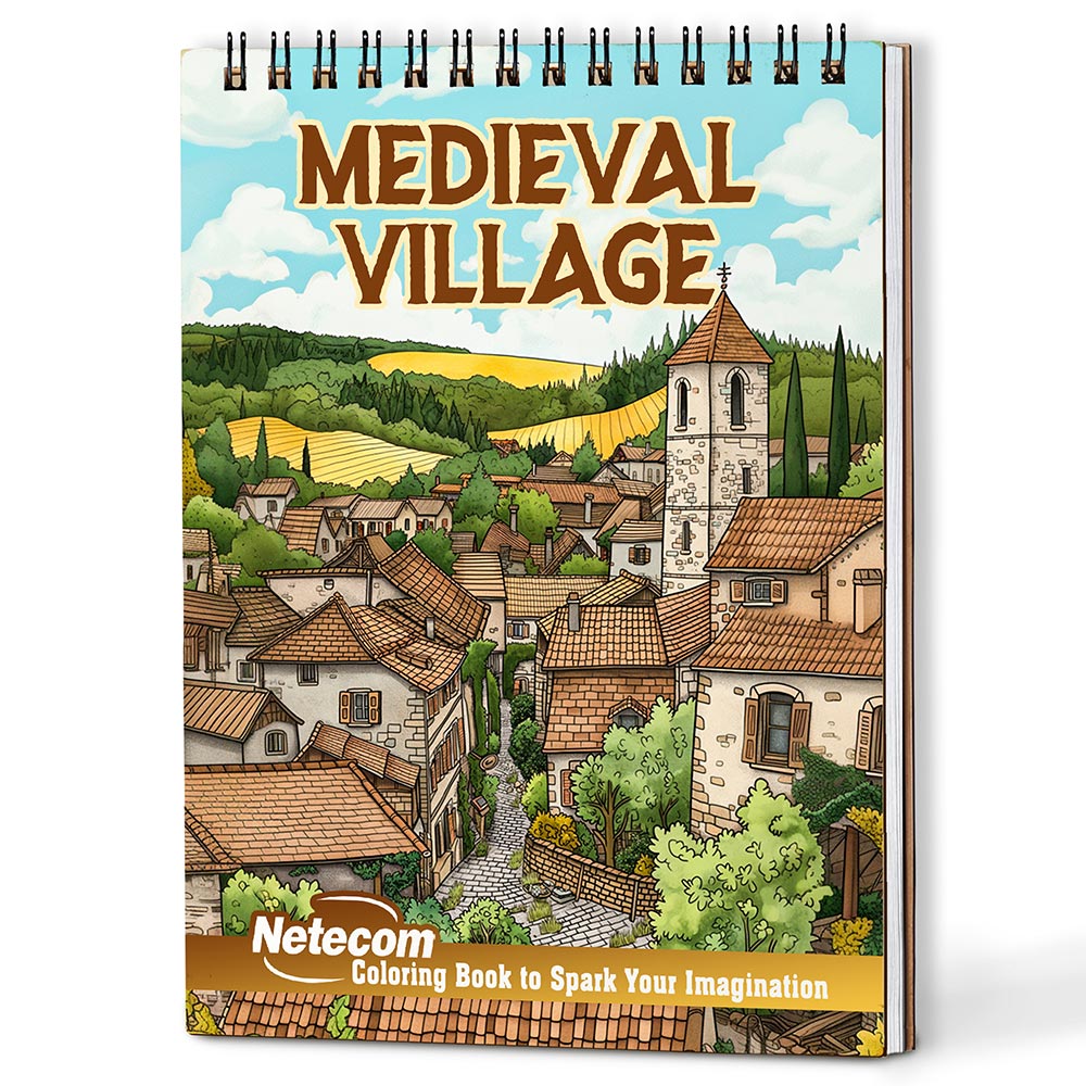 Netecom Medieval Village Coloring Book For Adults