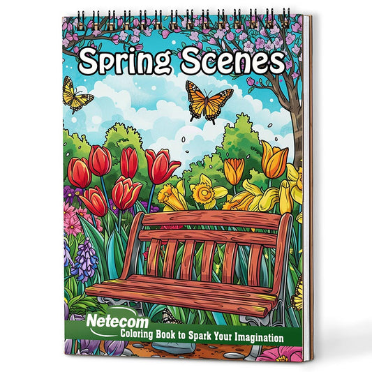 Netecom Spring Scenes Coloring Book For Adults