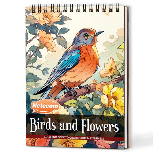 Netecom Birds And Flower Coloring Book For Adults