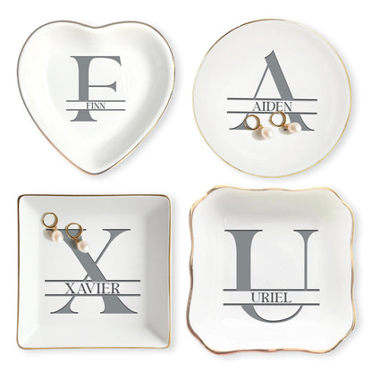 Netecom Personalized Jewelry Tray with Custom Initials and Names, Elegant Gift for Weddings, Birthdays, or Special Occasions